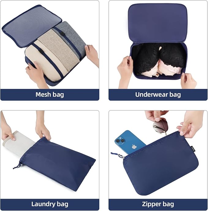 BAGAIL 6 Set/8 Set/10 Set Packing Cubes Various Sizes Packing Organizer for Travel Accessories Luggage Carry On Suitcase