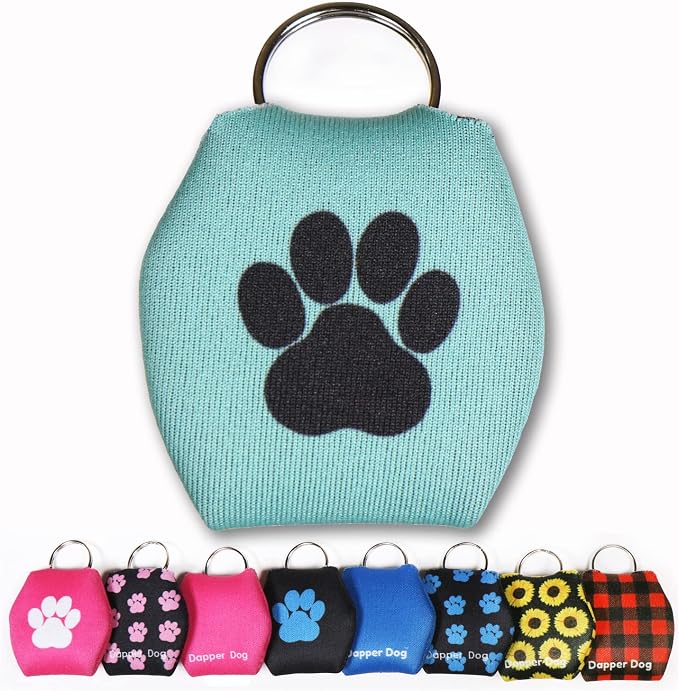 Dapper Dog - Dog Tag Silencer with Tag Ring (Teal with Black Paw Print)