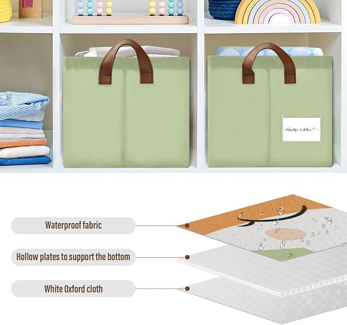 Woodland Cute Cartoon Fox Baby Storage Basket with Labels&Handles Forest Animal Fox Nursery Storage Bins Collapsible Shelf Organizer Baskets for Kids Books Cloth Gift Basket Toys Laundry