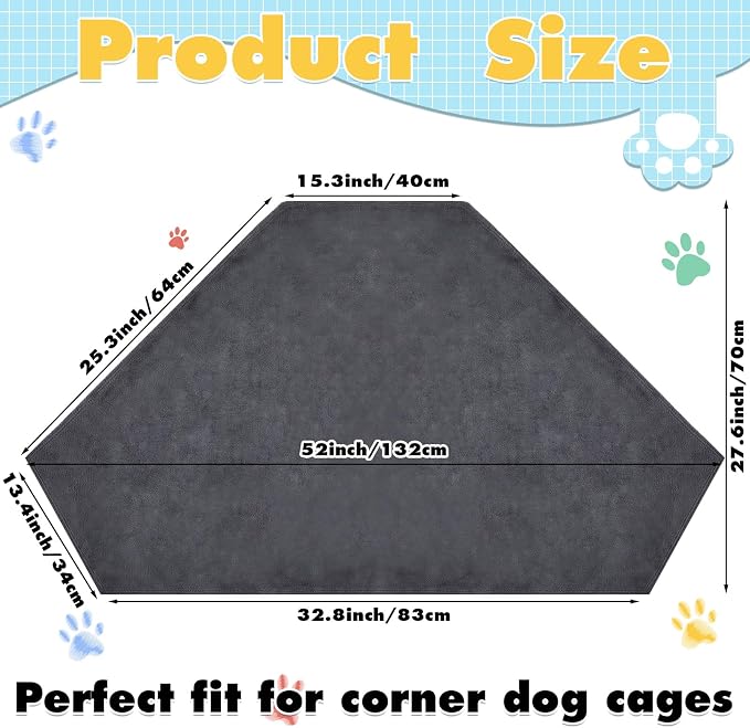 Fanfanwin 52 Inch Medium Waterproof Dog Crate Mat, Soft Plush Pet Blanket for Large Dogs, Non-Slip Crate Liner, Machine Washable (Only Mat)