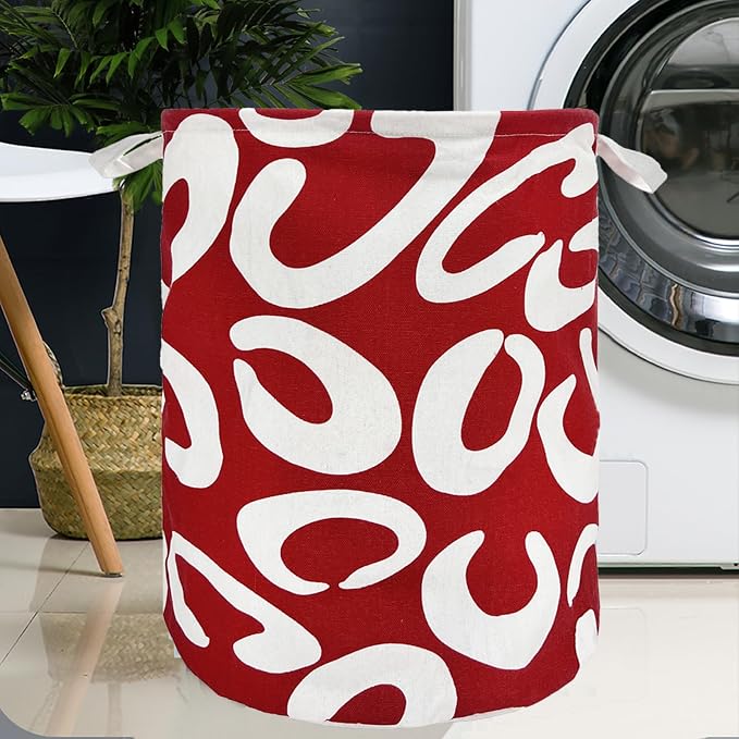 Merdes 19.7’’ Waterproof Foldable Laundry Hamper, Dirty Clothes Laundry Basket, Linen Bin Storage Organizer for Toy Collection (Red C)