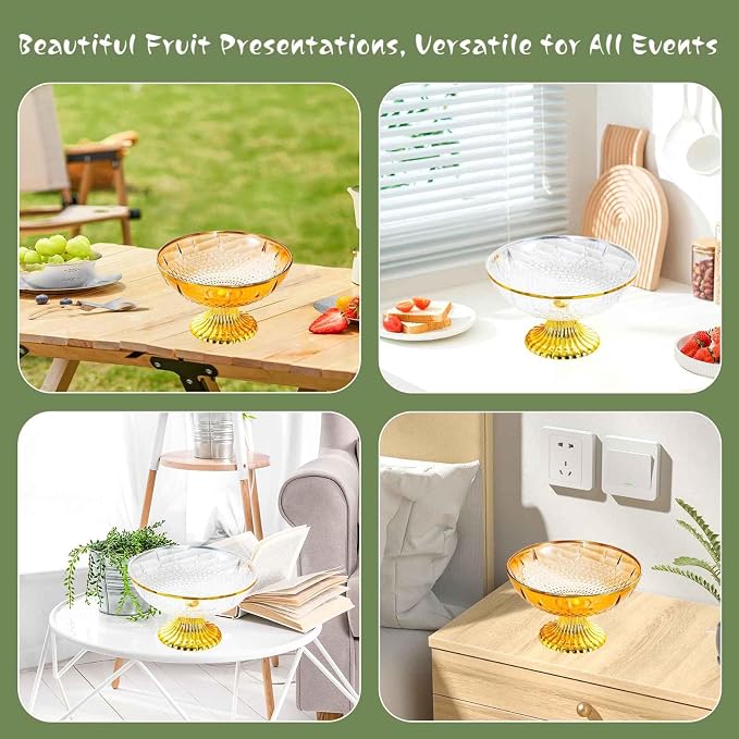 Decorative Pedestal Bowl Dessert Display Snack Tray Footed Fruit Bowl for Dining Table Kitchen Counter Home, B Clear