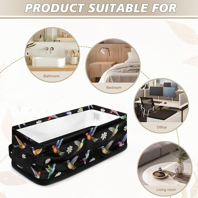 Bird Flower Toilet Paper Basket for Organizing with Handle Decorative Storage Bins for Countertop Toilet Paper Storage Basket Toilet Tank Top Small Basket