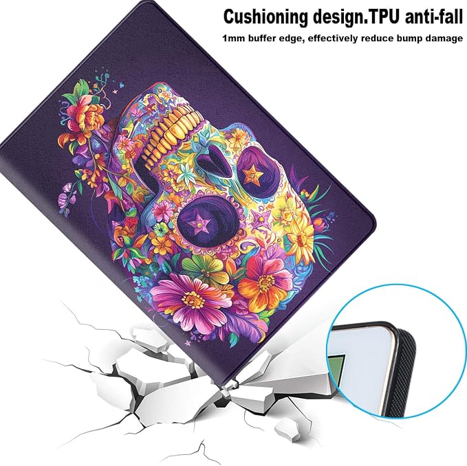 for Samsung Galaxy Tab S10 FE/ S9 FE 5G 10.9 Inch/Galaxy Tab S9 11 Inch 2023 Tablet Protective Cover with Adjustable Stand and Magnetic Auto Wake/Sleep,Sugar Skull