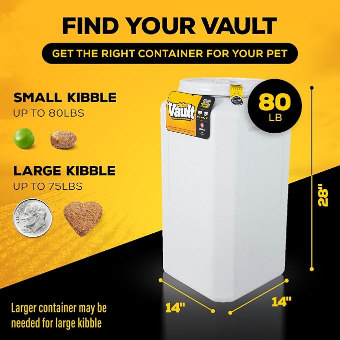 Vittles Vault Traditional Dog and Cat Food Container + Scoop, Gray, 80lbs | BPA Free Plastic, Sealed Airtight for Kibble, Bird Seed, Oatmeal and More; Includes Scoop, Made in USA