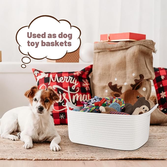 OIASKET Gift Basket Empty with Handle, Small Woven Baskets for Gifts Empty | 13.6"x10"x5.9", Baby Shower Toy Storage Baskets, Dog Toy Storage for Organizing, with Gift Bag Ribbon Tissue Paper
