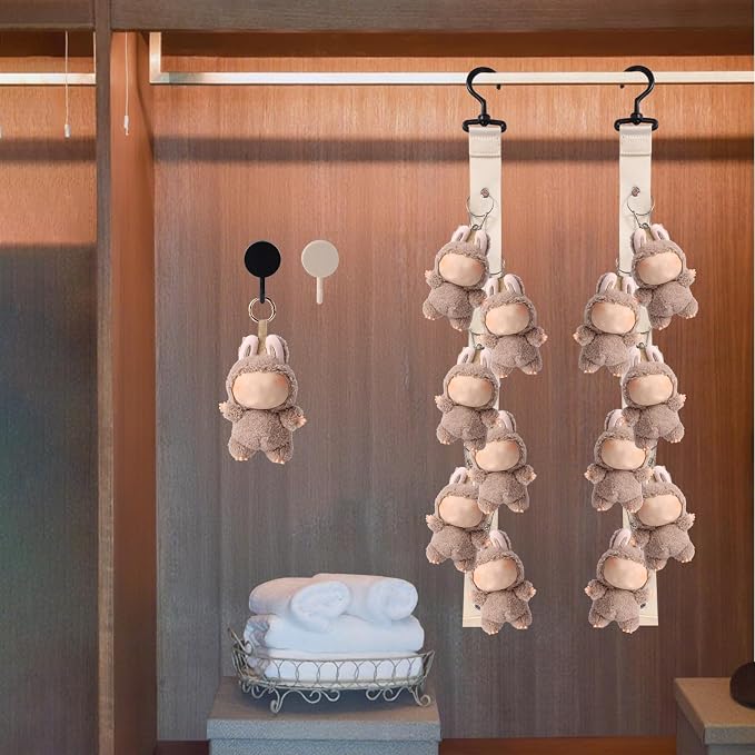 Doll Hanging Organizer, Plush Display Strap Holder Chain with 8 Metal Clips