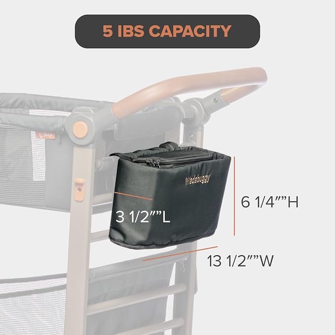 Rear Organizer - Hanging Storage with 2 Bottle Holders for Multifunctional Organization - Clip Attachment Compatible with Wadabuggy Shop, Beach & Pet Carts (Cart Not Included)