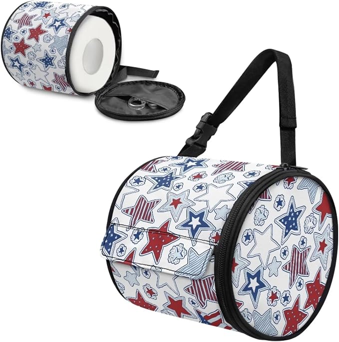 Independence Day Motif Paper Towel Holder Water Resistant Tissue Dispenser with Adjustable Strap, Collapsible Hanging Toilet Paper Roll Holder for Kitchen,Bathroom,Car Seat,Camping