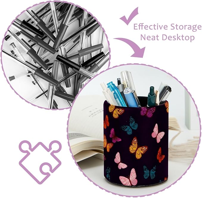 Butterfly Pen Holder, Pencil Cup Marker Brush Holder Desk Storage Case, Desktop Organizer for School Office Home Supplies