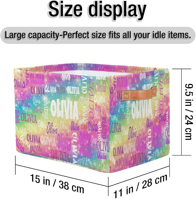 Custom Storage Basket, Gradient Colorful Pink Yellow Green with Stars | Organizing Boys Girls Pets Toys Closet Shelf Clothes Books