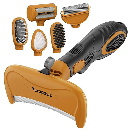 Professional Deshedding Dog Brush Grooming Kit- Dog Deshedding Brush, Slicker Brushes, Undercoat Rake, Bristle Brush, Hair Removal Tool 6 Set for Dogs Cats All Hair Types, Reduce Shedding 90%
