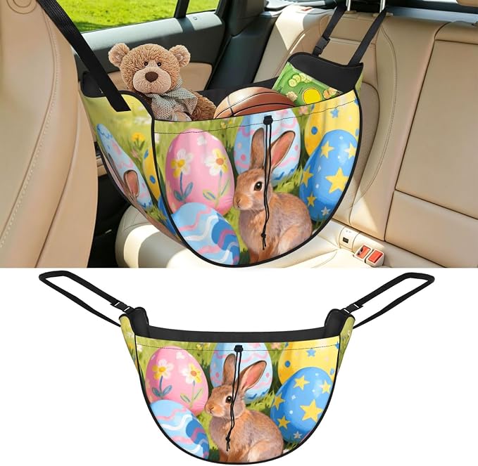 Easter Eggs Car Seat Organizer-Backseat Storage Bag for Travel | Waterproof Durable. Holds Snacks Gear Essentials. Fits Most Cars.