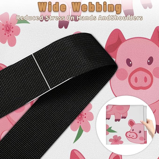 Pig Large Storage Bags, Fabric Bed Storage Containers, Foldable Closet Organizers for Blanket, Clothing, Comforter, Bedding, Pink