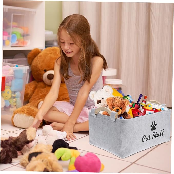 Sundries Bin Cat Basket Fabric Storage Rattan Storage Box Pet Toys Case Multi-use Organizer