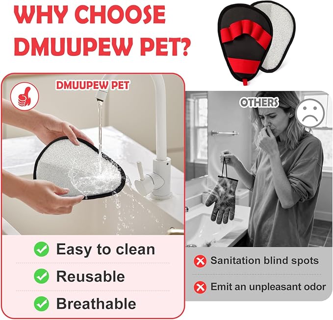 Pet Hair Removal Glove for Dogs & Cats-The Ultimate Pet Hair Remover Tool with 5-Finger Design Electrostatic Magic Brush, Reusable for Pet Hair on Couch, Carpet, Car Trunk, Furniture & Laundry