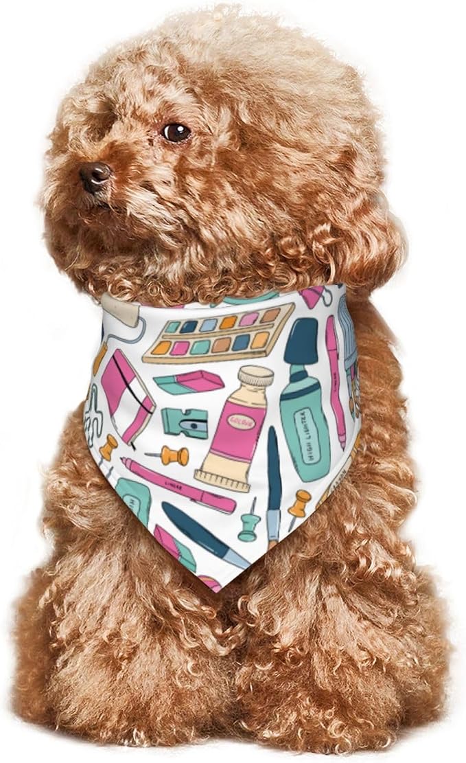 Teacher's Pet Dog Bandana,Funny Bandana Gift,Photo Prop Accessories for Dog Lovers Owner Gift,Triangle Reversible Fall Scarf, Adjustable (Brush)