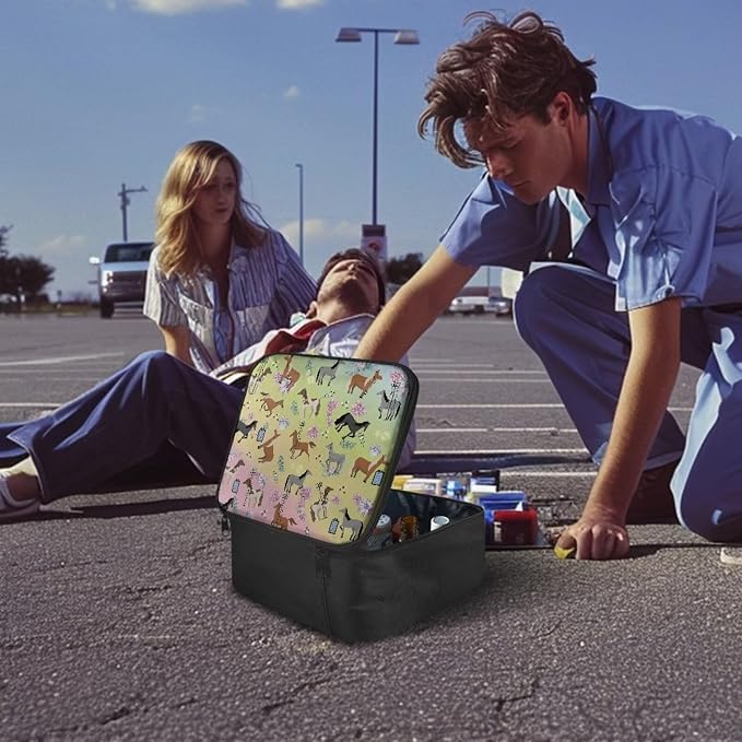 Nurse Horse First Aid Kit Bag Empty Portable First Aid Bag Empty Medium Medicine Storage Bag Medication Travel Bag for College Dorm School Kids Medical Bag Empty Pouch