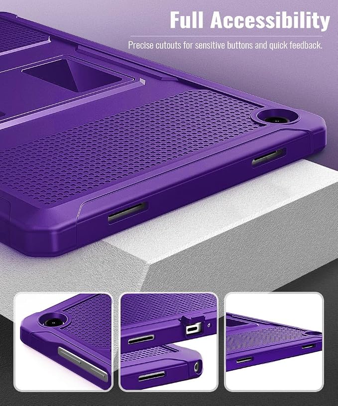 MoKo Shockproof Case Fit Samsung Galaxy Tab A11+ Plus/ A9+ 11 Inch | Full Body Rugged Stand Back Cover with Built-in Screen Protector for Galaxy Tab A11+/ A9+ Tablet, Deep Purple