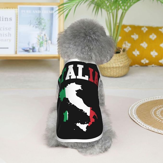 Italia Flag Italy Map Dog Shirts Sleeveless Puppy Cotton T-Shirts