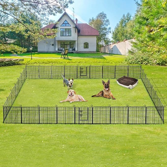 BestPet | Dog Playpen | 32 Inch, 32 Panels | Heavy Duty Metal Pet Exercise Pen | Indoor Outdoor Fence Panels | Rust-Resistant, Removable, Tool-Free Setup | Anti-Skid, Expandable Design
