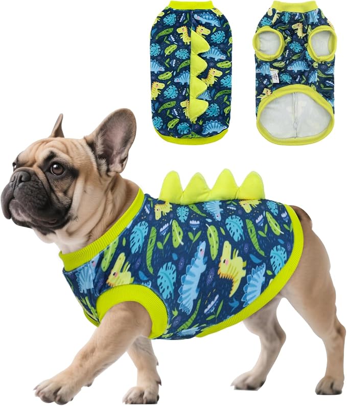 CuteBone Dinosaur Costume Dog Shirt, Stretchy Velvet T-Shirt Clothes for Small Dogs, Soft & Breathable Pet Tee Outfit Cat Apparel for Daily Wear, Cozy Pullover Design Puppy Fashion COSBX06S