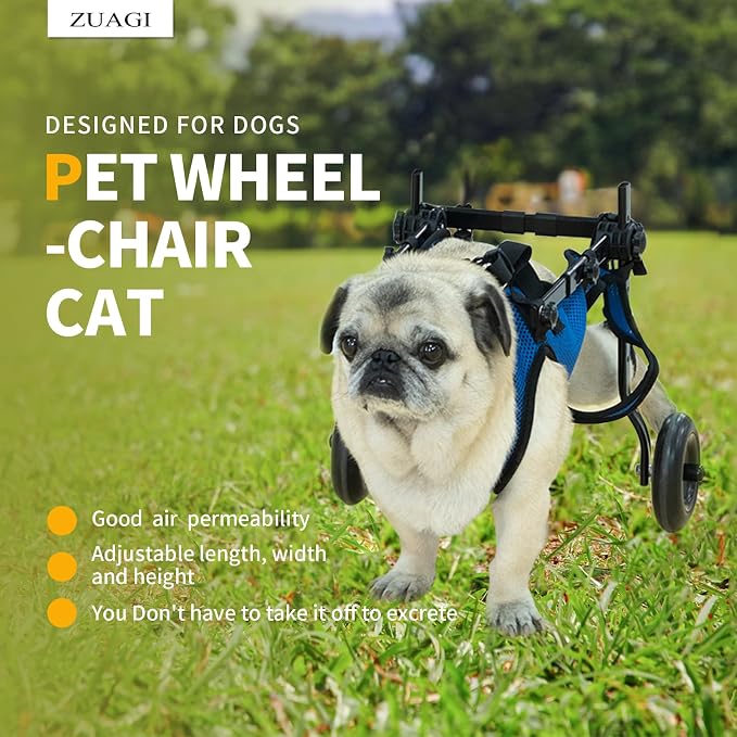 Pet Wheelchair Dog Leg Brace and Hip Support， Wheelchair for Back Legs，Adjustable Pet Cart，Assist a paralyzed pet get Back on its feet，Support Leg Brace and Hip (Extra Small)
