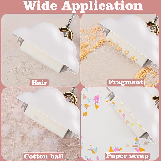 Mini Travel Lint Roller, Reusable Pet Hair Remover for Clothes with 150 Refillable Sheets (White)