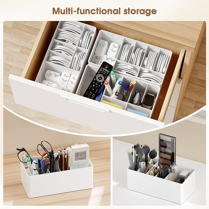 Charger Cable Cord Storage Organizer Easy storage without ties charger cable organizer Cable Management Boxes - 1 Pack （white）