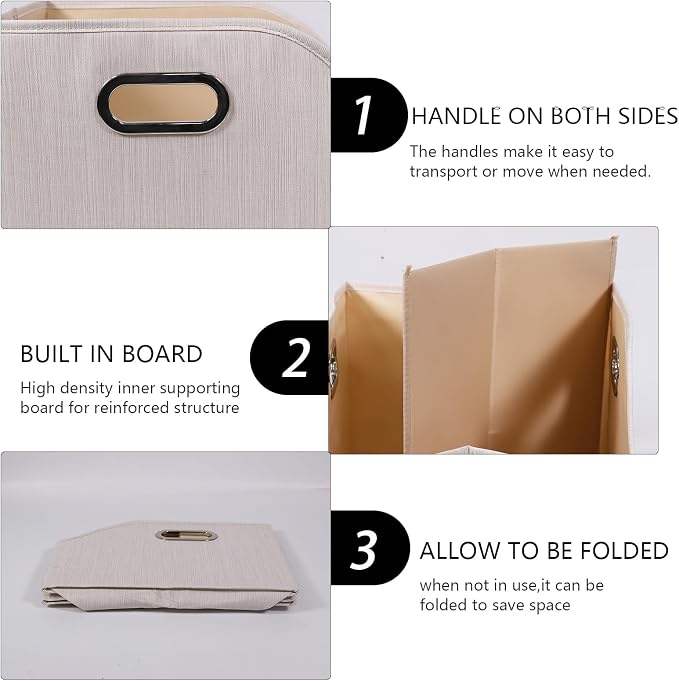 Large Dog Toy Storage Bin, Foldable Trapezoid Box with Handles | Canvas Fabric,Large Capacity, for Pet Supplies,Pet Toy Organizer Basket, Sturdy Metal Handles ,Easy Carry pet storage-Beige