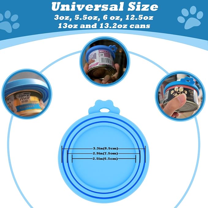 Cat Treat Spoon Squeeze & 3 Pcs Can Lids | Cat Treat Feeder for Liquid Snack | Universal Silicone Pet Can Covers BPA Free | Churu Spoon Dispenser(Blue)
