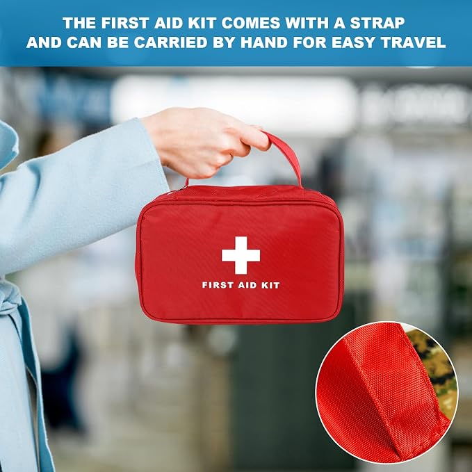 6pcs First Aid Bag Empty, Waterproof Durable First Aid Kit Bag Empty with Zippered,First Responder Storage Medicine Emergency Bag for Home Office Kitchen Outdoor Travel Camping Activities-Red