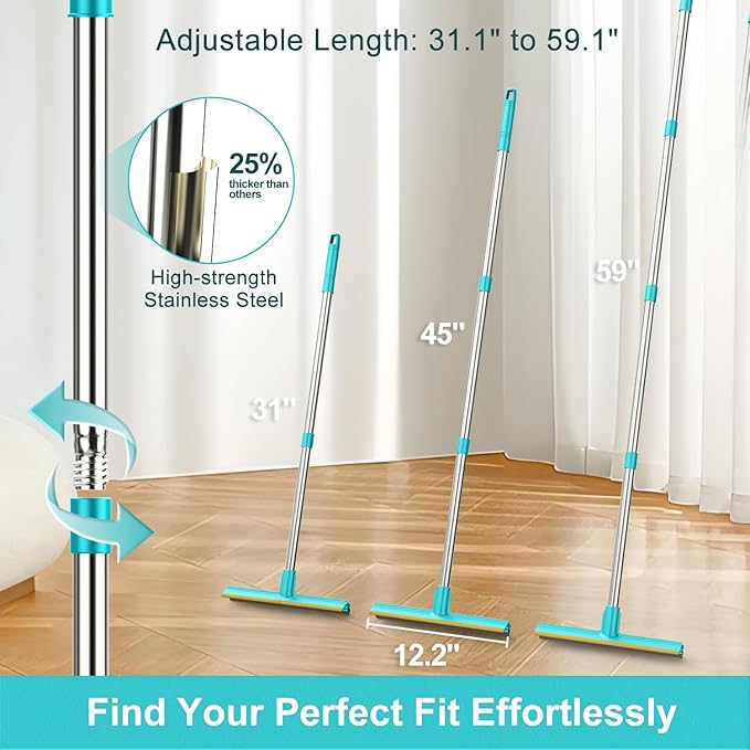 Carpet Rake for Pet Hair Removal (3 Pack), Dog Cat Fur Remover Rubber Broom, Stainless Steel Long Handle Lint Shaver Cleaner Tools, Scraper Brush for Carpet, Rug, Car Mat, Couch, Pet Bed