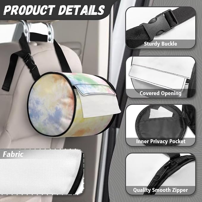 Tie Dye Print Wall Mounted Toilet Paper Holder Moisture Resistant Oxford Cloth Tissue Roll Paper Holder Hanging Bathroom Tissue Towel Roll Holder 6.3 * 6.3 * 6.3 Inch