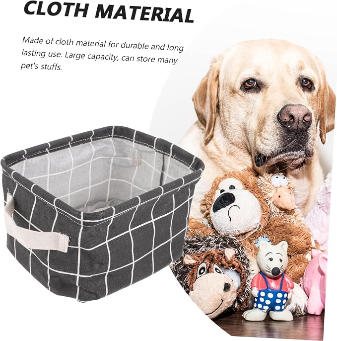 DOITOOL 2pcs Cotton Linen Storage Baskets Handles Versatile Organizer for Pet Items Cosmetics and Sundries and Portable Home Storage