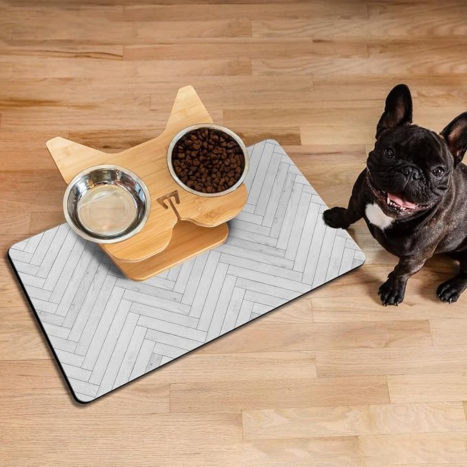 Dog Food Mats for Floors Absorbent, Pet Cat Food Mat - Quick Dry Dog Bowl Mats for Food and Water, Eco-Friendly Boho Pet Supplies 12" x 20"