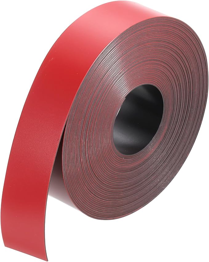 MECCANIXITY Magnetic Strip with Strong 1 Inch x 26.25 Feet Magnetic Strip Tape,Magnetic Tape Labels for Whiteboards Refrigerator and Crafts Red