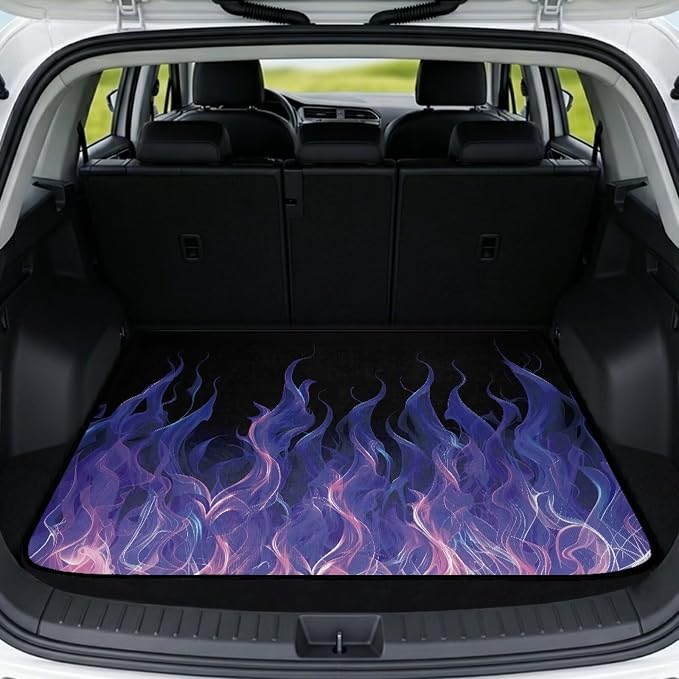 Howilath Purple Flame Car Trunk Mat 29"x39" All Weather Cargo Liner Non-Slip Rear Trunk Protection for SUV Sedan Truck