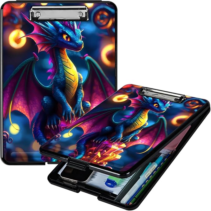 Heavy Duty Storage Clipboard, Slim Nursing Clipboard with Internal Pen Case, Portable File Organizer Case for A4 Letter Size Paper Office Medical Professionals, Blue Dragon