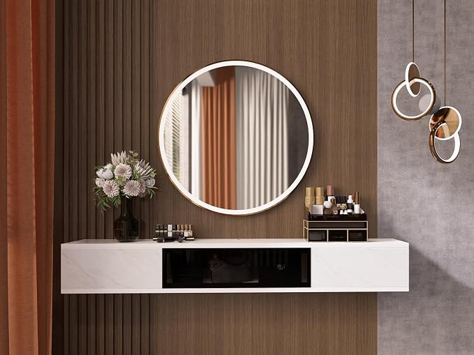 FurniNova 47 inch Floating TV Stand, Modern PET High Gloss Wall Mounted Media Console with Glass Door, Plywood Entertainment Center for 50 inch TV,White