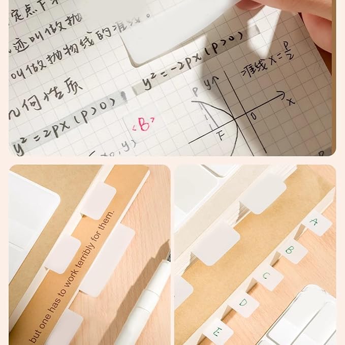 120 Counts White Clear PET Label Writable PET Page Marker Bookmarks Adhesive Notes 44x11MM Labelling Sticker for Binder Reading Notes Organizers