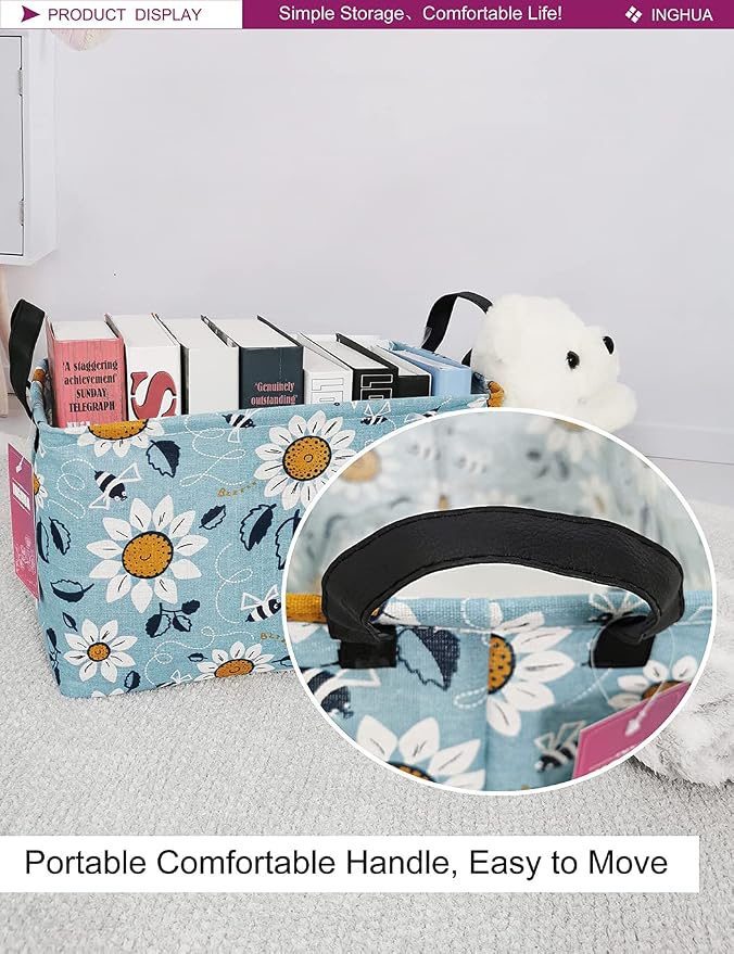 Rectangular Sunflower Storage Basket | Gifts Bag for Toys,Books,Clothes,Gifts,Pets-Perfect for Home,Office,Nursery,Dorm,Shelf