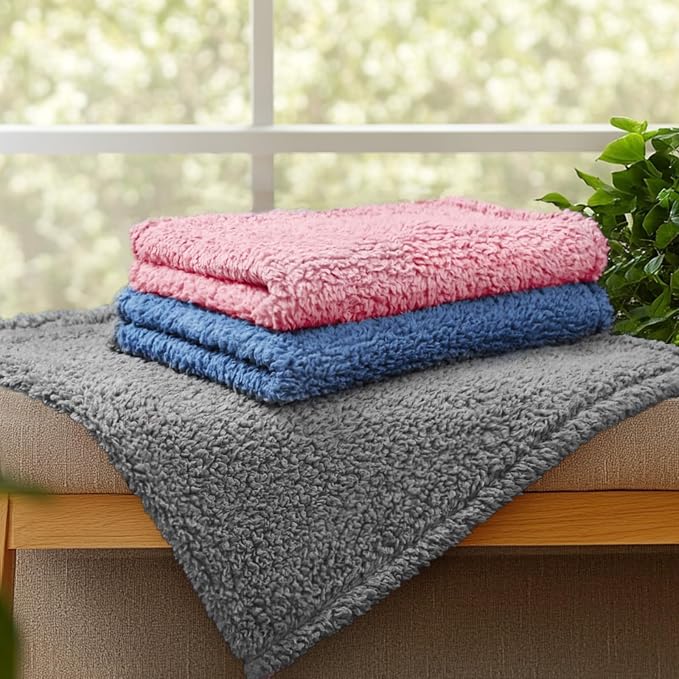 Luciphia 1 Pack 3 Calming Dog Blanket Fluffy Premium Fleece Pet Blankets Soft Sherpa Throw for Dogs Puppy Cat Haze Blue Medium (30" x20") | Fluffy Throw Blanket Washeble for Crate Bed Couch Indoor. Cozy Pet Blanket, Puppy Essentials Dog gift,Haze Blue,...