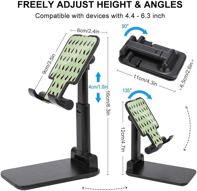 Travel Lightweight Purple Eggplant Pattern Cell Phone Holder | Foldable Adjustable, Desk Phone Stand, Hands Free, Viewing Accessory, Daily Use