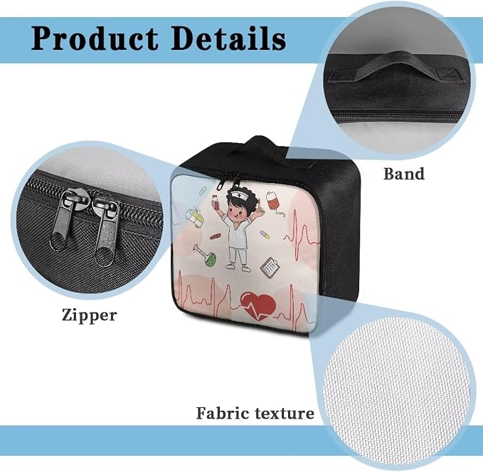 Nurse Medical Bag Empty Medium Cute First Aid Bag Empty Travel Medicine Bag Medical Supplies Organizer Bag Portable Kit for Traveling Car Camping Hiking School Student Dorm