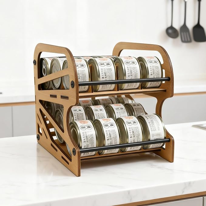 OYEFLY Cat Food Can Organizer (Wood)