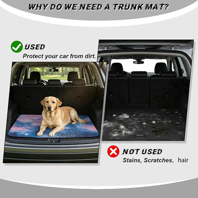 Howilath Pink Blue Starry Sky Trunk Liners for Cars Non-Slip Rear Trunk Cover Universal Interior Accessories Fits Most Sedan & SUV