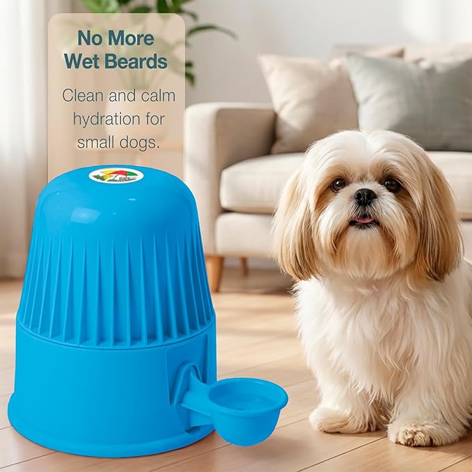 Pet Water Dispenser for Dogs and Cats, 67.6 oz – Gravity-Fed Water Bowl for Clean Drinking, Prevents Wet Fur, BPA-Free Polypropylene, Vida Mansa (Opaque Light Blue)