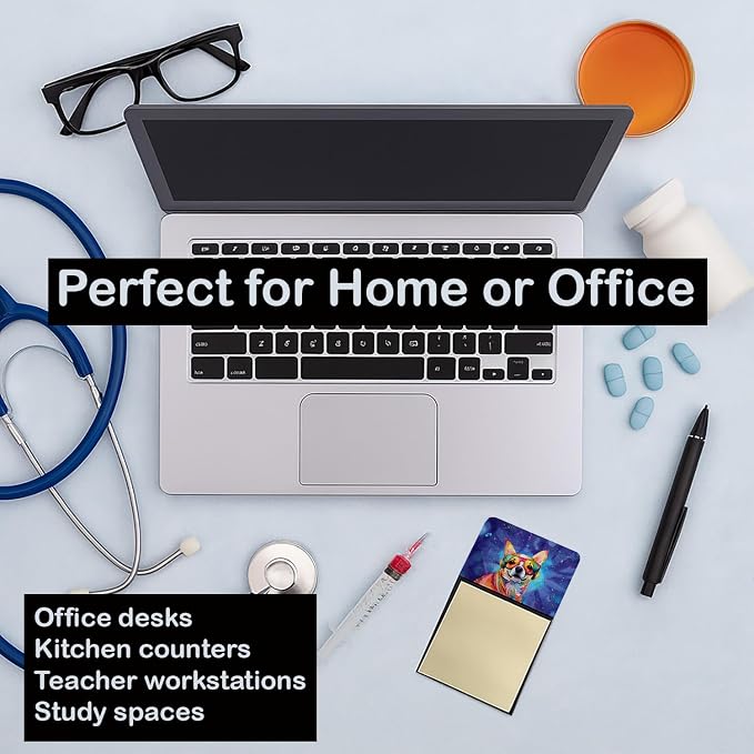 Caroline's Treasures Chihuahua Hippie Dawg Sticky Note Holder Refillable Dispenser Self-Sticky Note Pads, Memo Pads Blank Desk Accessories