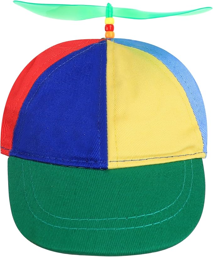 Pet Propeller Hat - Colorful Rainbow Helicopter Hat, Adjustable Cute Baseball Cap with Removable Propeller for Small Medium Dogs & Cats (Sizes S/L)